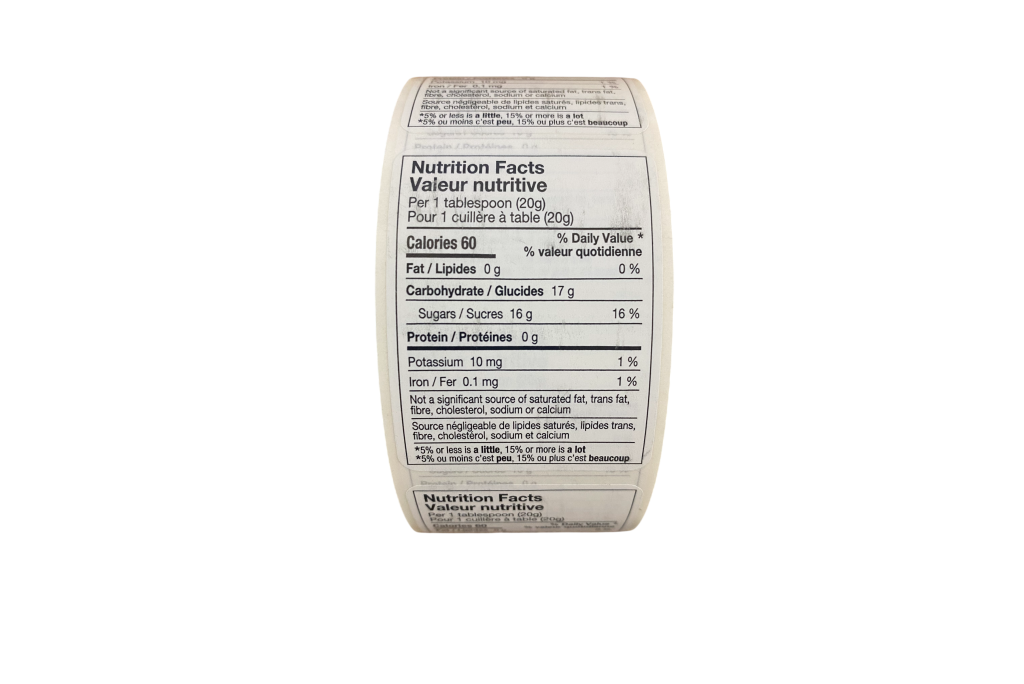 Étiquettes nutritionnelles pour le miel - Rouleau de 250